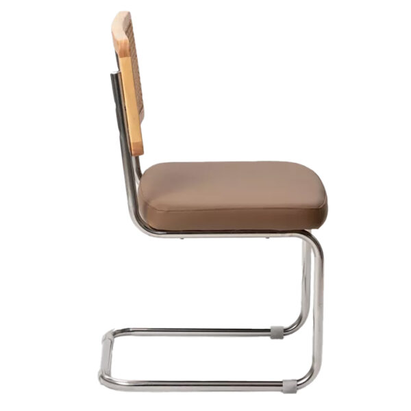 sedia effetto rattan, similpelle, struttura cromo CSE005 - immagine 3