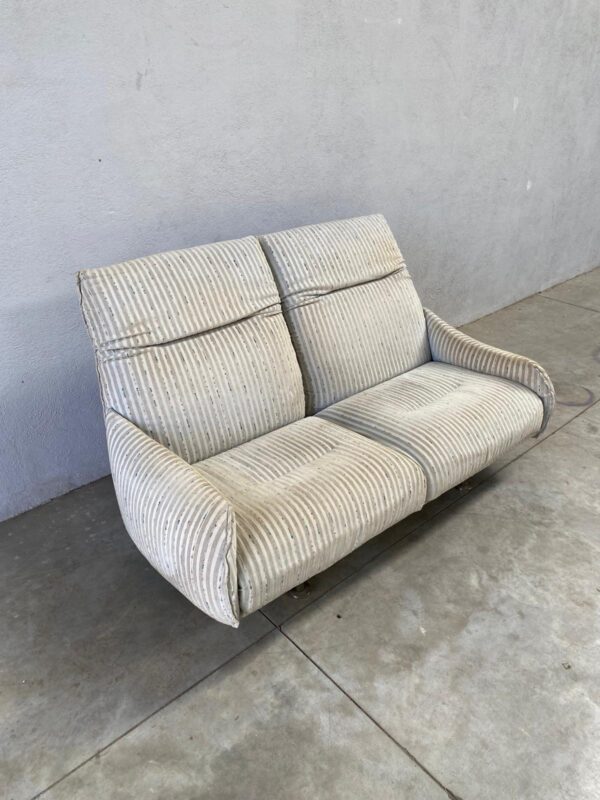 Divano vintage in velluto con struttura rivestita in pelle e testiere regolabili VD004 - immagine 7