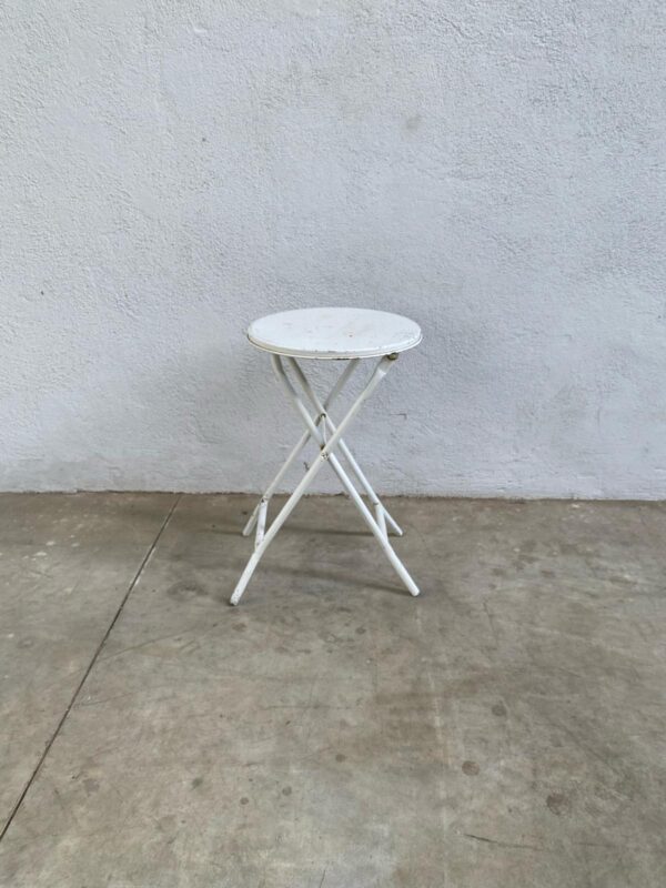 Sgabello industrial pieghevole in metallo bianco SV007
