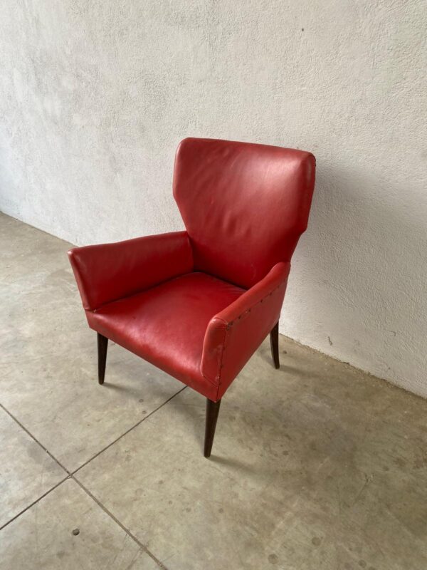 Poltrona vintage rossa in pelle anni '70 VP010 - immagine 2
