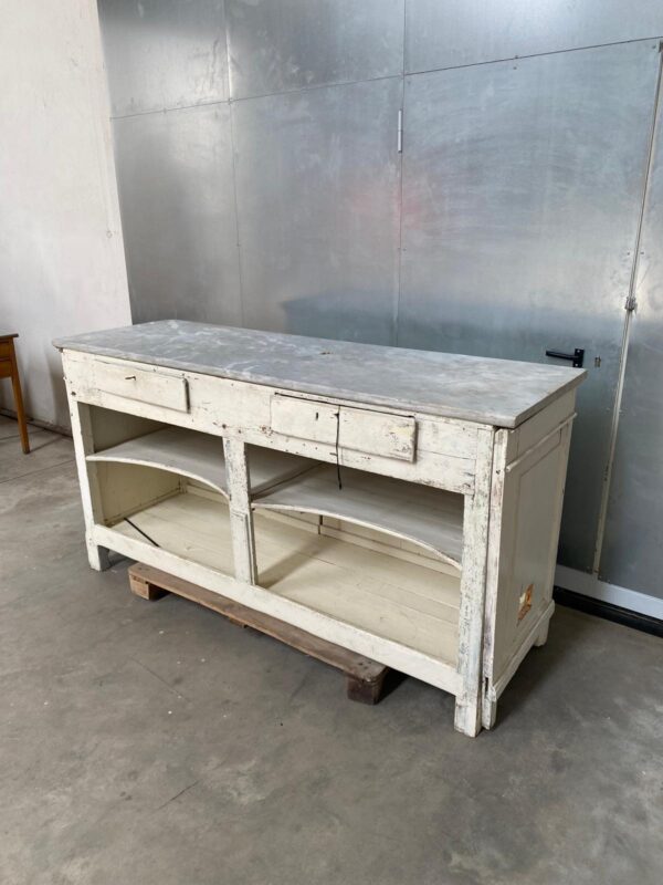Bancone vintage da merceria con piano in marmo VM021 - immagine 3